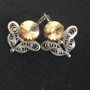 SABIKA Champagne Flower Earrings.